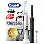 Oral-B Family Edition Elektrische Zahnbürsten, Set mit 2: 1 elektrische Oral-B Pro 3 Schwarz und 1 elektrische Zahnbürste Oral-B Junior Star Wars