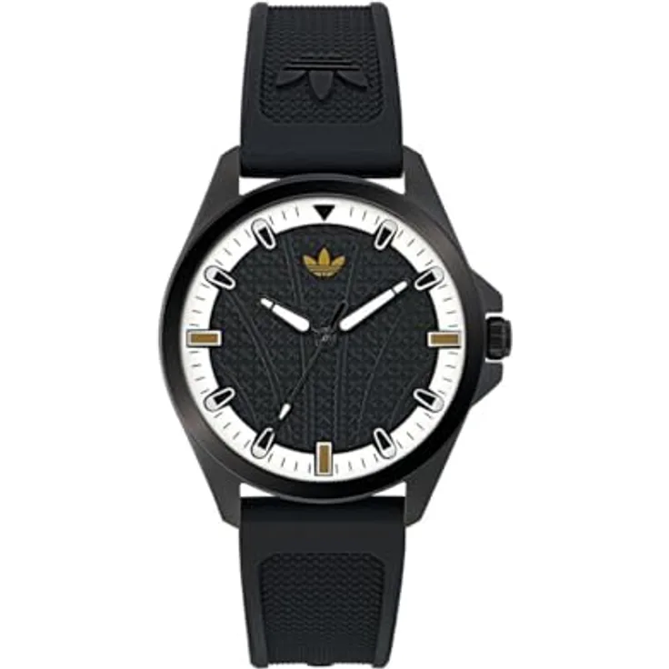 adidas Originals Unisex Analog Armbanduhr Originals Iconic One, Schwarz mit Leuchtzeigern, 40 mm Gehäuse, Wasserdicht bis 5 bar