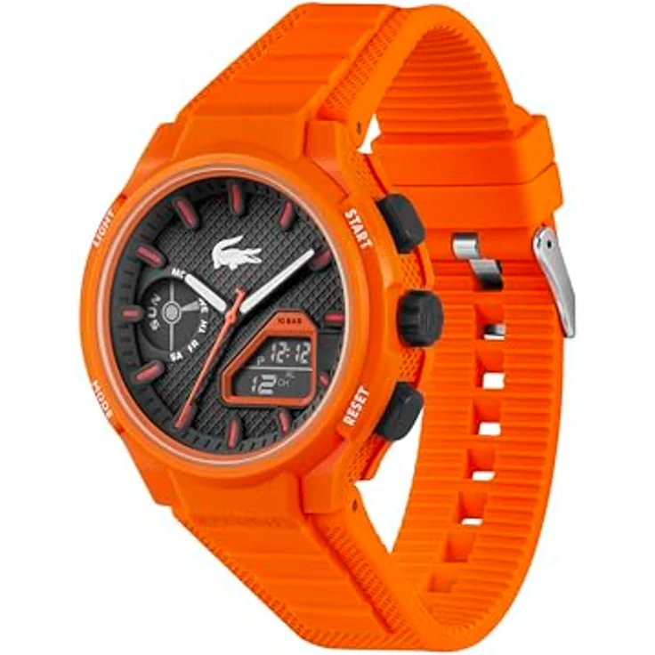 Lacoste Herren Armbanduhr LC33 mit Silikonarmband, duales Uhrwerk, 45 mm Gehäuse - Orange – Bild 3