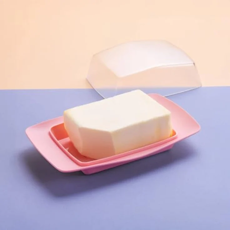 KOZIOL Butterdose RIO, Kunststoff im Retrodesign, sweet pink, spülmaschinengeeignet, mit seitlichen Griffen, für 250 g Butter – Bild 2