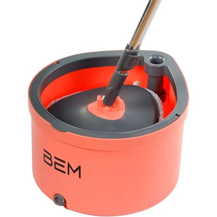 BEM Wischmopp ORBITA Bodenwischer Set mit Eimer, 2-in-1 mit Auswringfunktion, Filtersystem, selbsttrennendes Schmutz und Frischwassersystemм, 2 Mopp-Köpfe inkl. – Bild 3