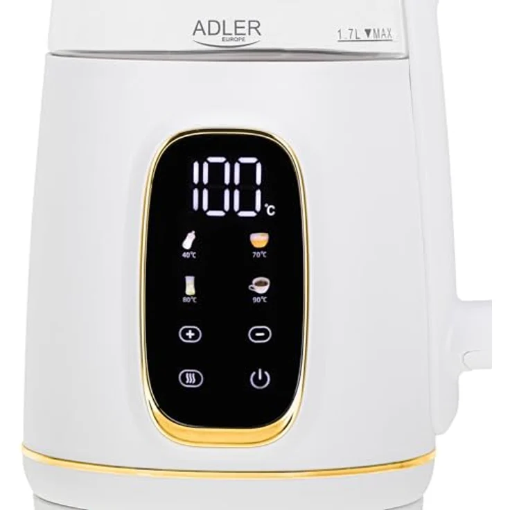 ADLER Wasserkocher AD 1232, 2200W mit Temperatureinstellung, 1,7L, LED-Display, Touchpanel, 5 Temperaturprogramme, Warmhaltefunktion, Kalkfilter – Bild 5