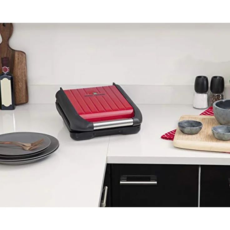 George Foreman 25030-56 Fitnessgrill Steel Compact, Kontaktgrill, Panini- und Sandwichgrill, 24 x 17 cm große Grillfläche für bis zu 3 Portionen, rot – Bild 6