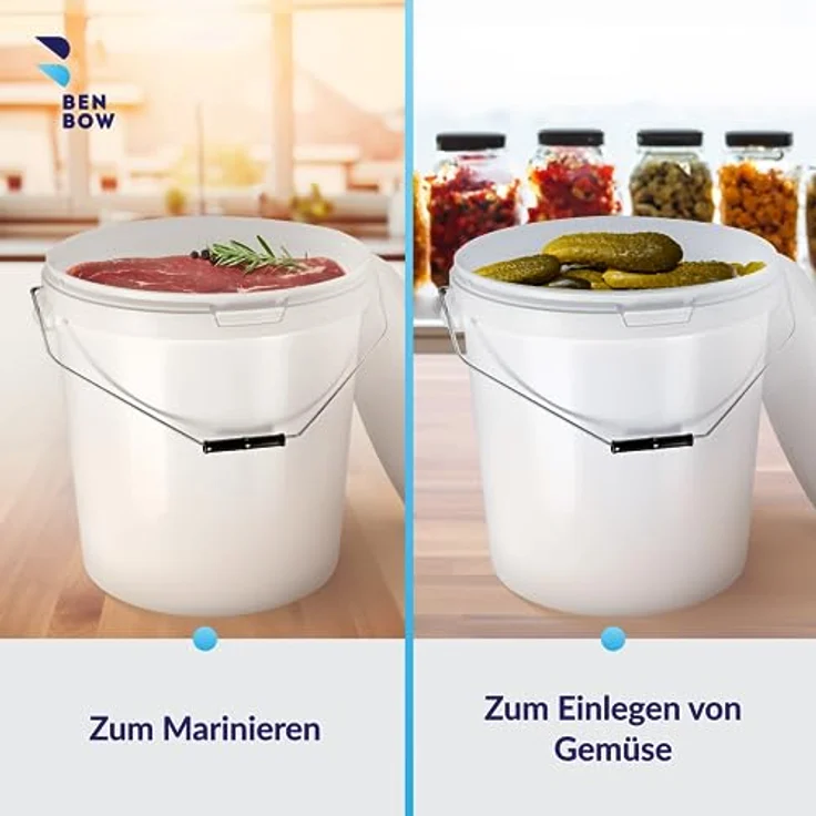 BenBow Eimer mit Deckel 30L 10 Stk. Weiß BSR-, Luftdicht, Lebensmittelecht, BRC-, auslaufsicher – Bild 4