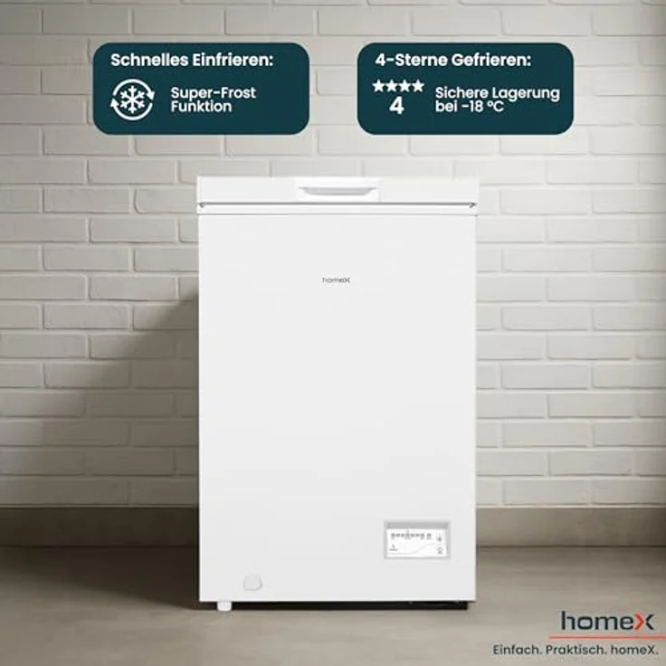 homeX FT0981-W Gefriertruhe, 98 Liter mit 4-Sterne Gefrieren, leise 38 dB, inklusive Ablagekorb – Bild 4