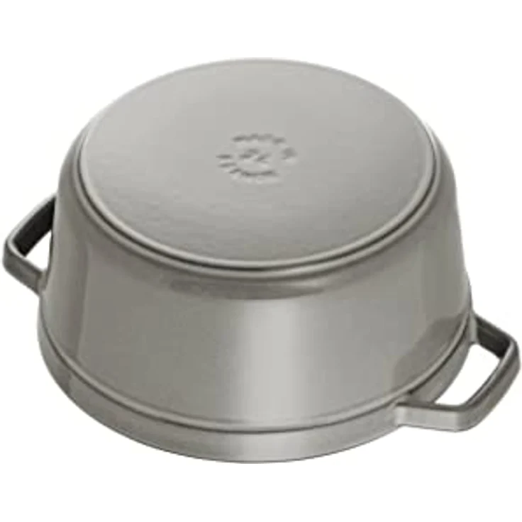 Staub 1102418 Cocotte-Bräter, rund mit Deckel 24 cm, 3,8 L, mit mattschwarzer lierung im Inneren des Topfes, graphitgrau – Bild 3