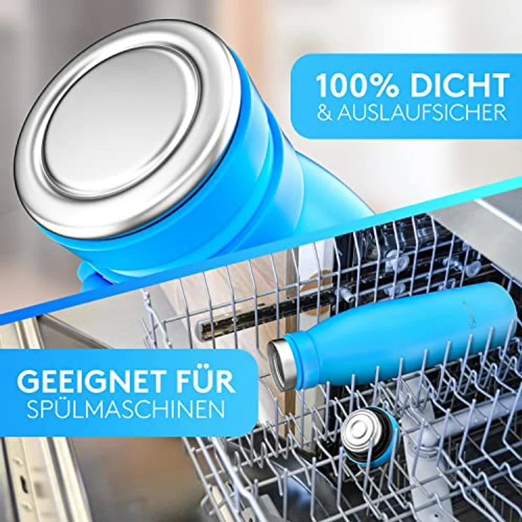 Vezato Trinkflasche Edelstahl - BPA-freie Isolierflasche 1 Liter - Auslaufsichere Wasserflasche mit doppelter Isolierung - Thermosflasche spülmaschinenfest - Für Kohlensäure geeignet - Nachhaltig – Bild 5