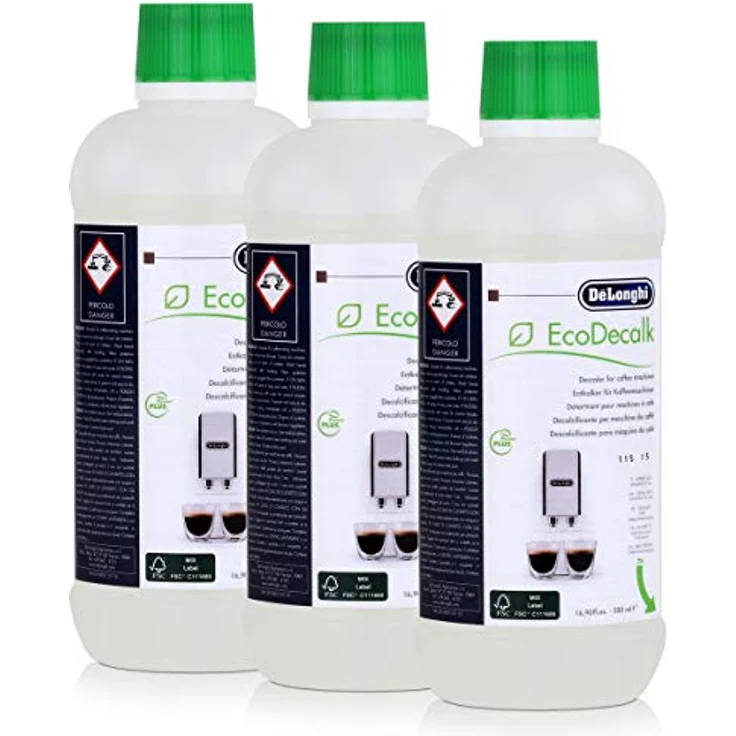 De'Longhi EcoDecalk Entkalker für Kaffevollautomaten DLSC500, 3er Pack (500ml), biologische Rohstoffe – Bild 1