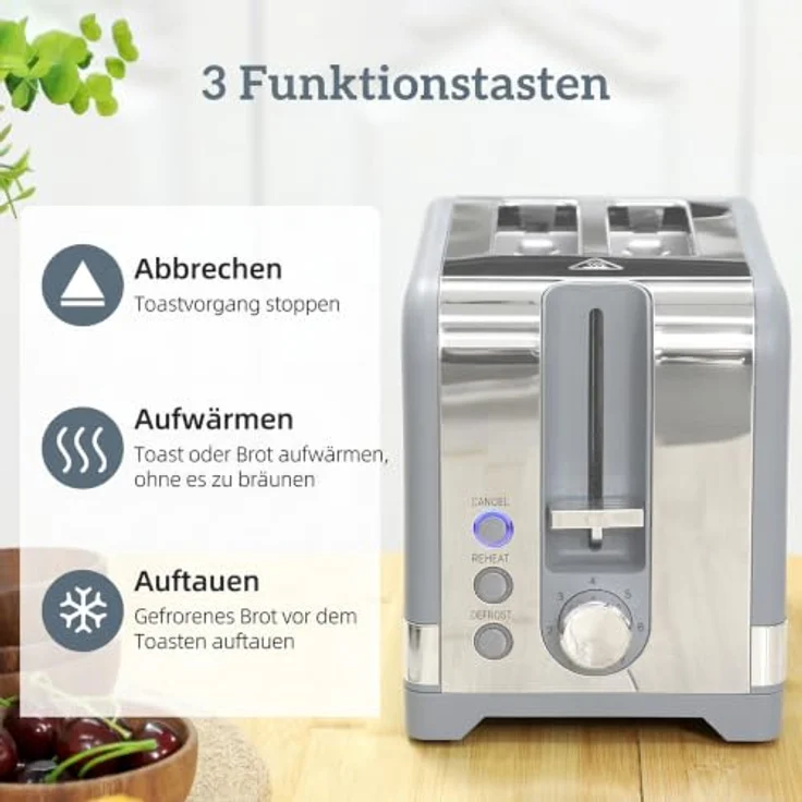 HOMCOM Wasserkocher- und Toaster-Set, 2200 W mit Thermostat, 1,7 l Wasserkocher und 2-Scheiben-Toaster, Grau – Bild 6