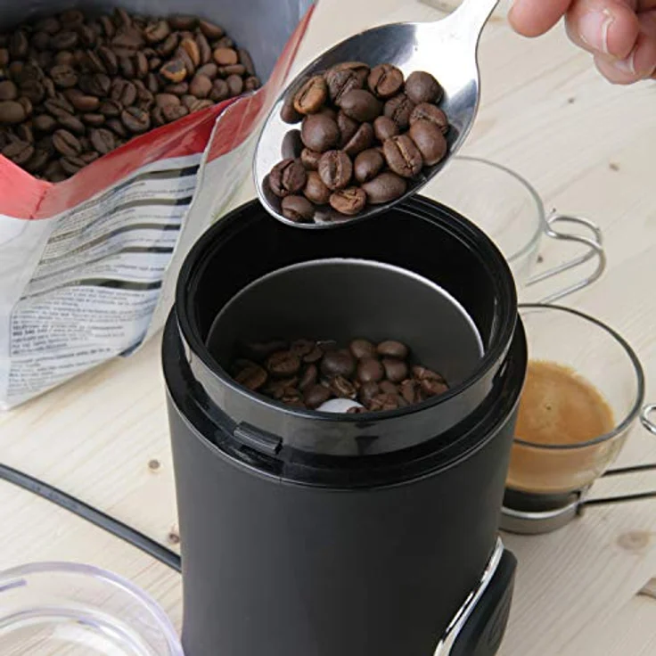 Black + Decker BXCG150E - Elektrische Mühle für Kaffee, Nüsse, Gewürze, Samen. Schnell, 150W, 50g, Behälter und Klingen aus Edelstahl, Schwarz, – Bild 4