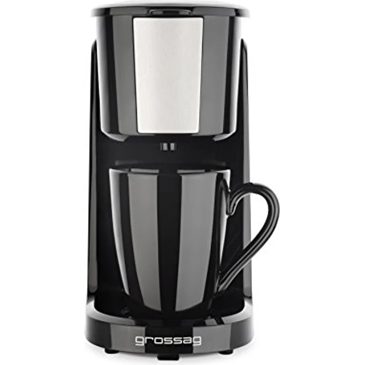 grossag Single-Kaffeemaschine KA 8.17 Schwarz-Edelstahl 1- Tassen Kaffeeautomat 150ml Permanent-Filter 380W – Bild 2