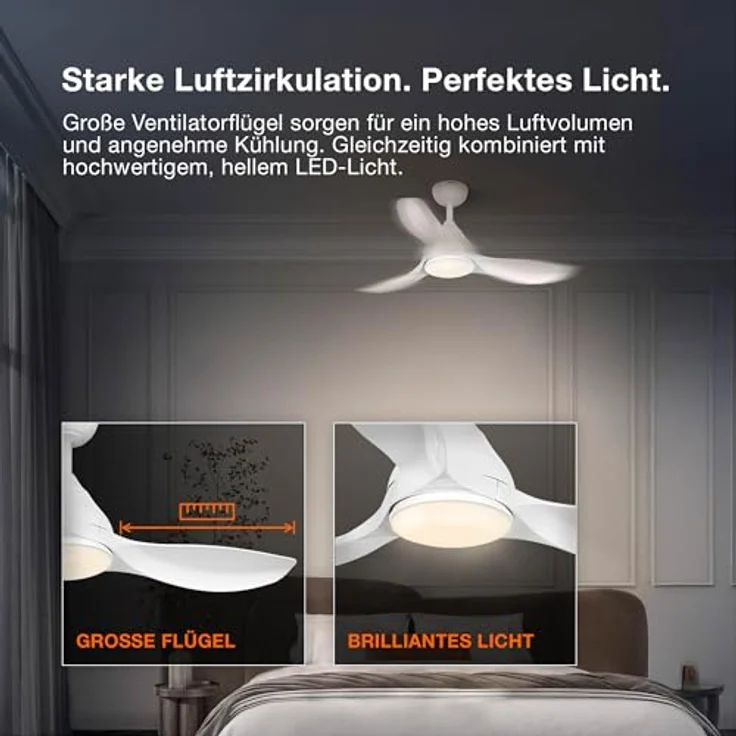 Osram LED-Deckenventilator, White, 21 W, 1.200 lm, dimmbar, Farbtemperatur 3000/4000/6500 K, Fernbedienung enthalten – Bild 5
