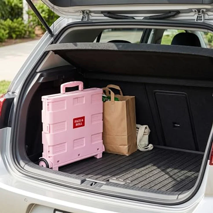 relaxdays Einkaufstrolley mit Teleskopgriff, rosa, klappbar, hohe Traglast bis 35 kg – Bild 5