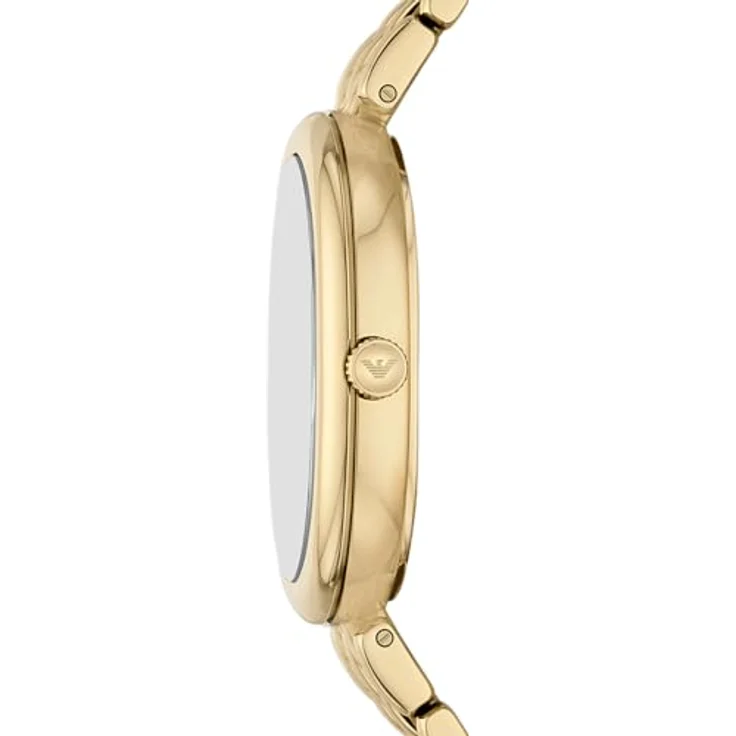 Emporio Armani AR11707, elegante Armbanduhr mit goldfarbenem Edelstahlarmband und grauem Zifferblatt, 3 bar wasserdicht, 26x34 mm Gehäuse – Bild 3