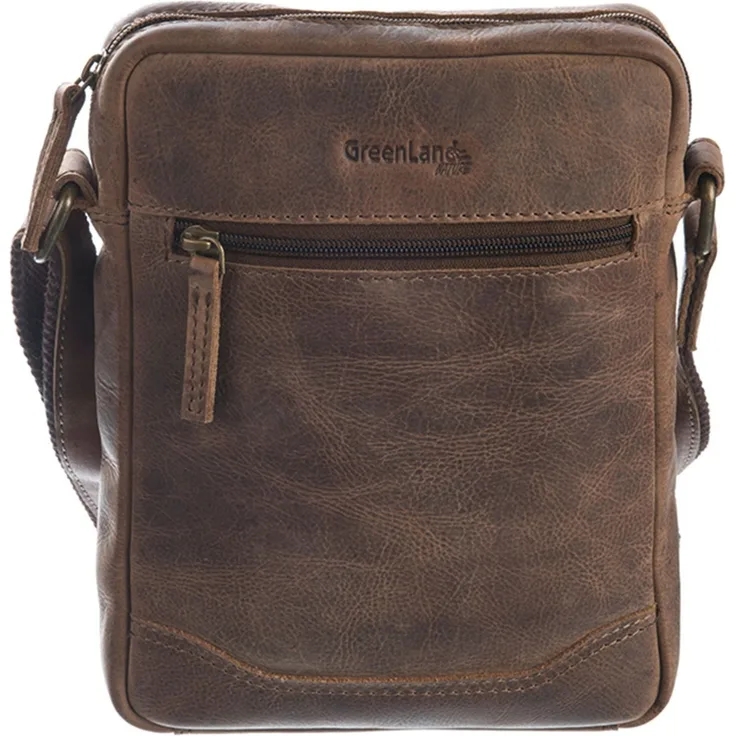 GreenLand Nature Umhängetasche Casual-Bag, aus echtem Rindsleder, Brown