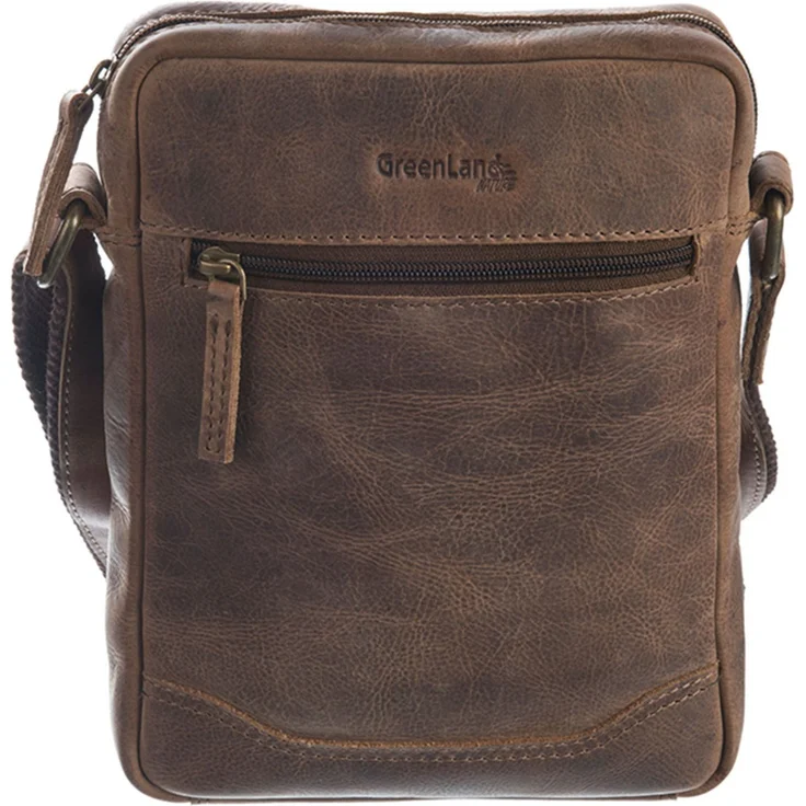 GreenLand Nature Umhängetasche Casual-Bag, aus echtem Rindsleder, Brown – Bild 1