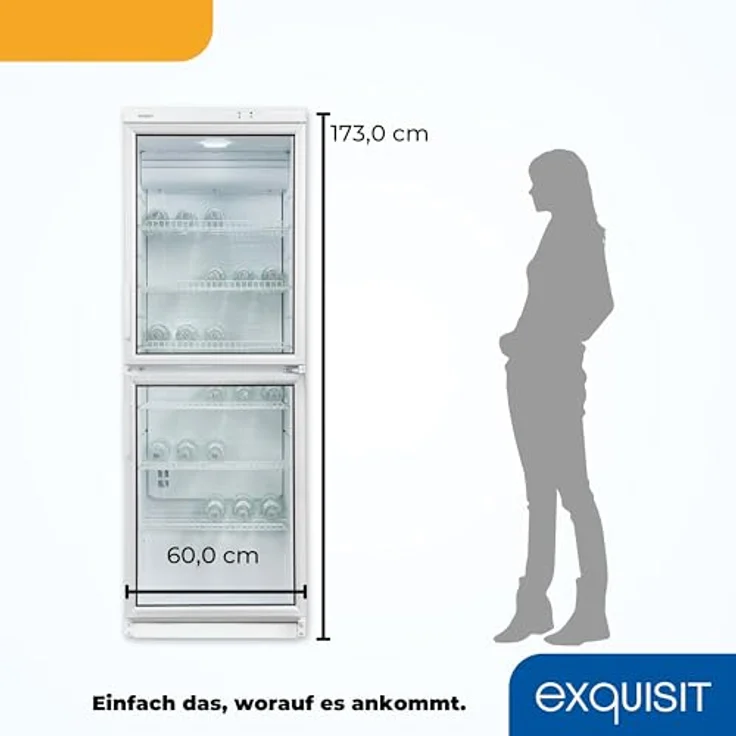 exquisit Getränkekühlschrank GKS350-2-GT-280D weiss, 173 cm hoch, 60 cm breit, 320 L Volumen, mit Glastür und LED-Innenbeleuchtung – Bild 7