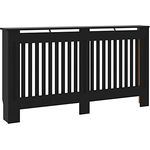 vidaXL Heizkörperverkleidung mit vertikalen Latten Heizkörperabdeckung Heizungsverkleidung Heizung Heizkörper Abdeckung Schwarz 152x19x81cm MDF