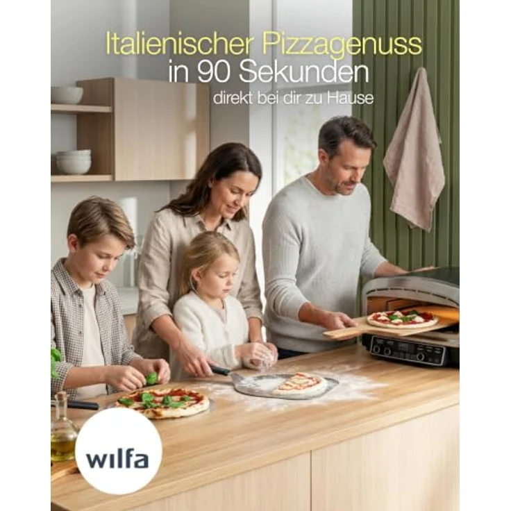 WILFA Crust PO2B-E2200, Elektrischer Pizzaofen mit 2200 W, max. 450 °C und 13-Zoll-Pizzastein, 20 Liter Kapazität mit 6 voreingestellten Programmen – Bild 2