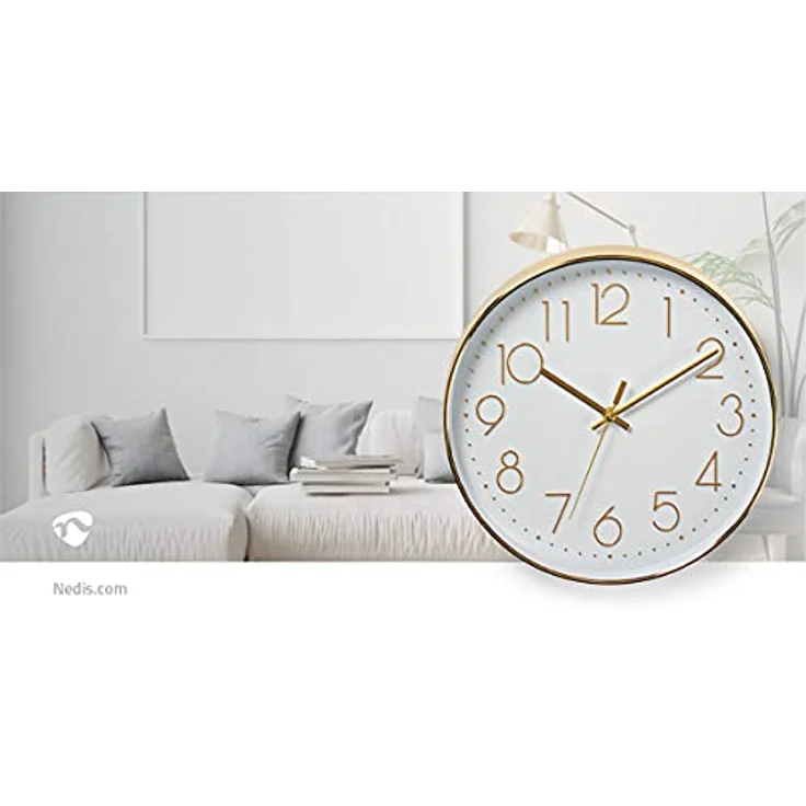 NEDIS CLWA015PC30GD Kreisförmige Wanduhr, Durchmesser von 30 cm, Leicht ablesbare Ziffern, Gold – Bild 5