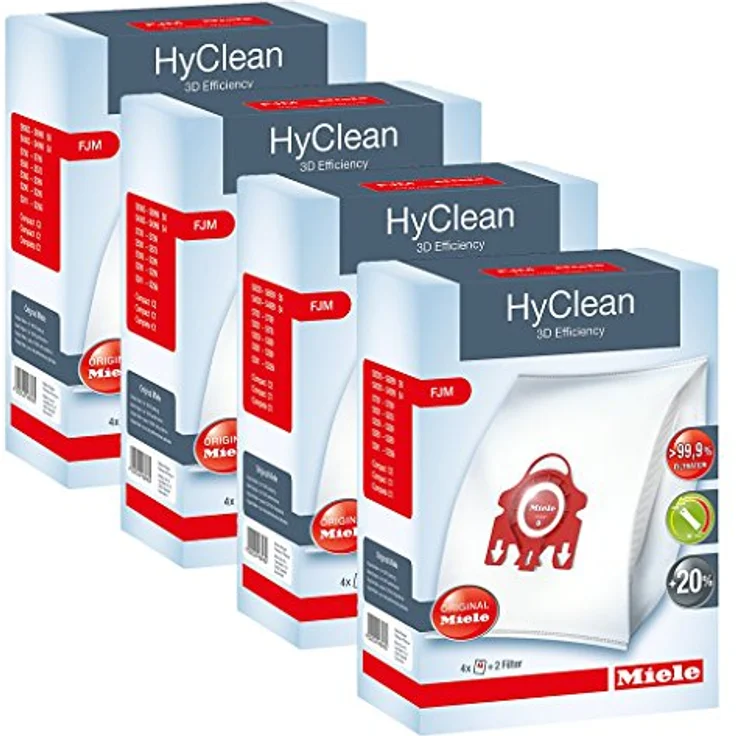 Miele 9922740 Maxipack FJM HyClean 3D, 16 Staubbeutel, 4 Motorschutzfilter, 4 Abluftfilter, hohe Effizienz bei niedriger Leistung – Bild 2