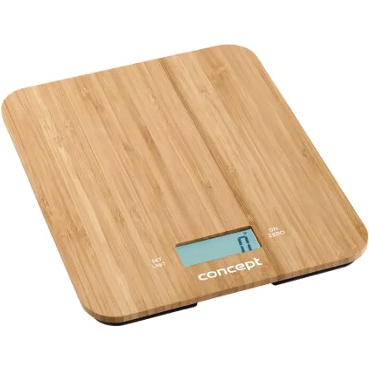 CONCEPT Hausgeräte VK5714 Küchenwaage, Produktlinie BAMBOO, Zeit-Anzeige, Zeitschaltuhr, Tragkraft bis 15 kg, LCD Display, auch zur Wandbefestigung, Bambus