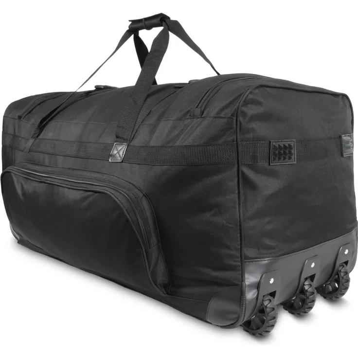 Normani, Koffer, Jumbus 120, Schwarz, (120 l, L) - Großvolumige Reisetasche mit Teleskopgriff und 3 großen Laufrädern