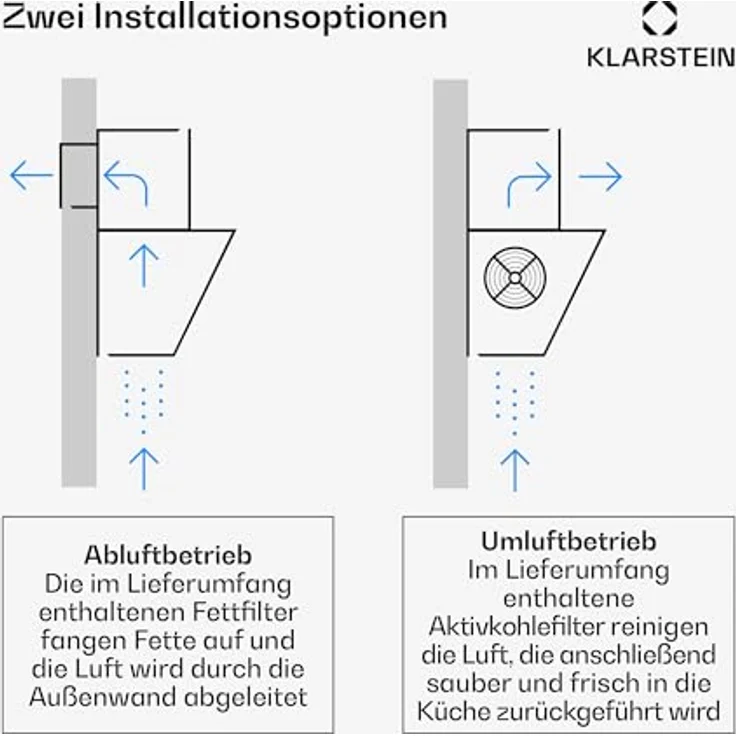 Klarstein Silver Lining 60 cm Kopffrei-Dunstabzugshaube, 557 m³/h Abzug, Edelstahl, LED-Beleuchtung, Tastenbedienung, A++ – Bild 3