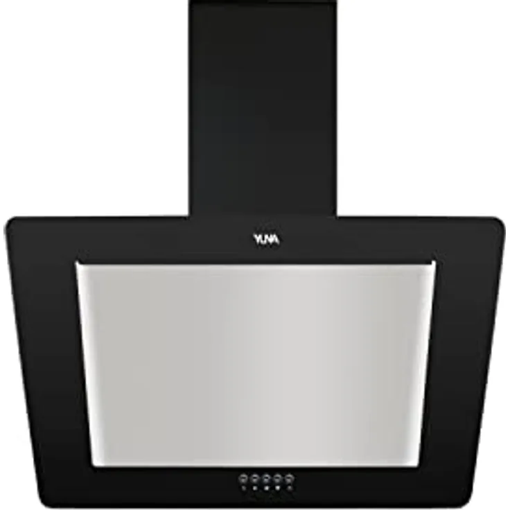 YUNA Dunstabzugshaube NAVA, Kopffreihaube mit 60 cm Breite, Edelstahl + Glas, schwarz, 3 Leistungsstufen, 594 m³/h Abluft, LED-Beleuchtung