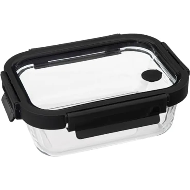 XXXL Glasbehälter, Schwarz, luftdichter Vorratsbehälter aus Glas, 14.5x6.8x19 cm, ideal für Gewürze und Snacks