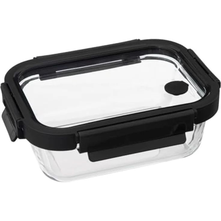 XXXL Glasbehälter, Schwarz, luftdichter Vorratsbehälter aus Glas, 14.5x6.8x19 cm, ideal für Gewürze und Snacks – Bild 1