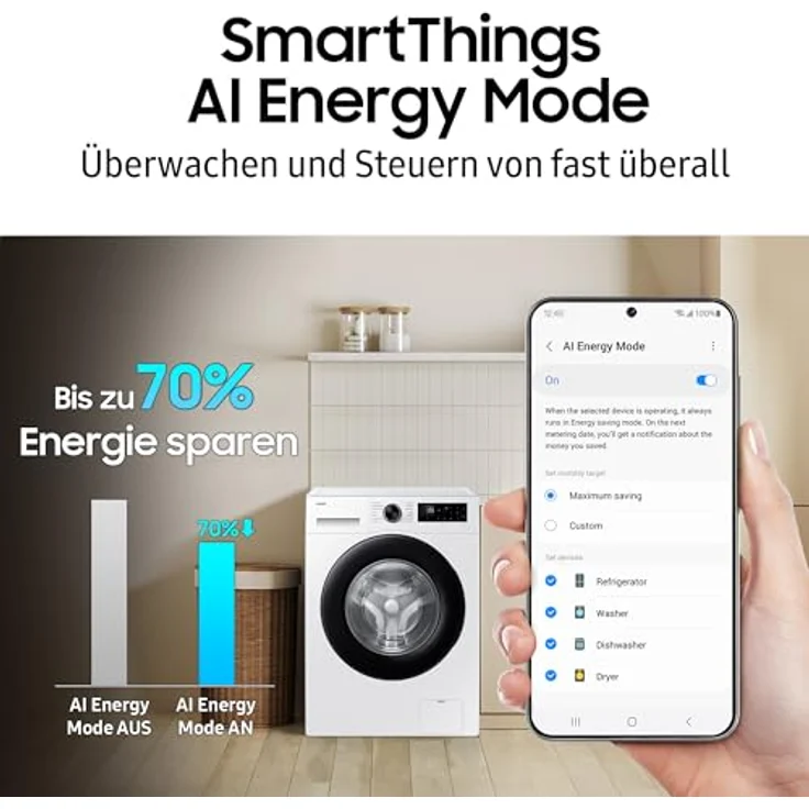 Samsung WW90DG5G34AEEG, Slim Waschmaschine mit 9 kg Kapazität, AI Ecobubble™, Super Speed Programm und SmartThings App – Bild 9