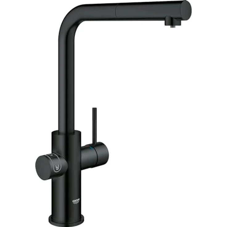 Grohe Blue Home, Wasserfilter, Standard, Schwarz, Hebelgriffe, herausziehbare Spülbrause, Typ L, Keramik, versandkostenfrei – Bild 2