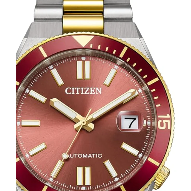 Citizen NJ0234-58X Herrenuhr Automatik Edelstahl Bicolor mit rotem Zifferblatt, 40 mm, wasserdicht bis 10 ATM – Bild 2