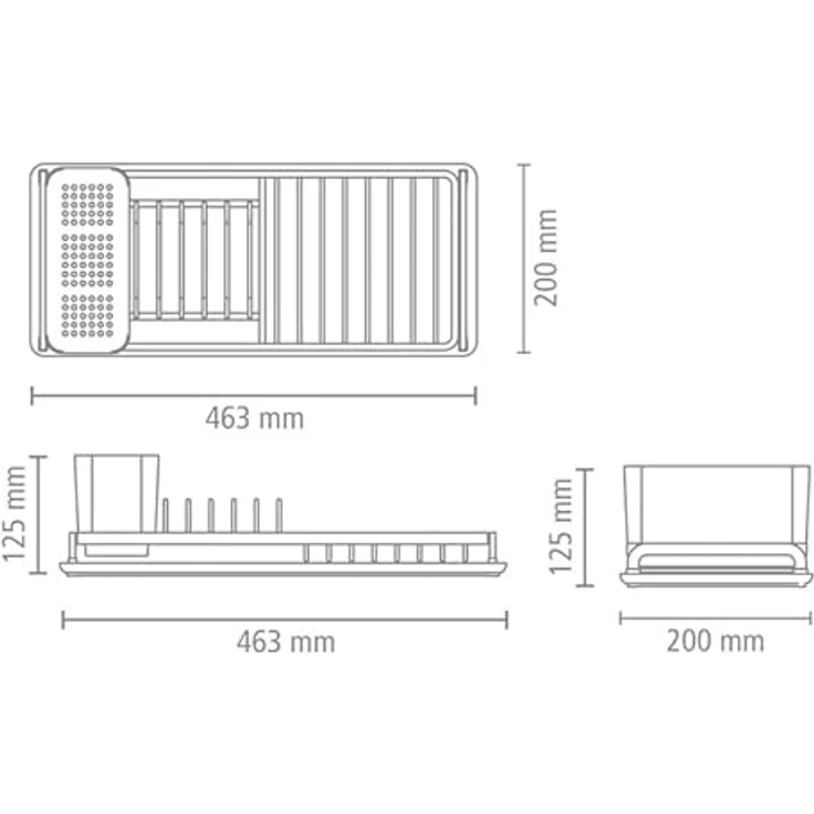 Brabantia Compact Abtropfgestell, Stahl, dark grau, 46.3 x 20 x 12,6 cm – Bild 4