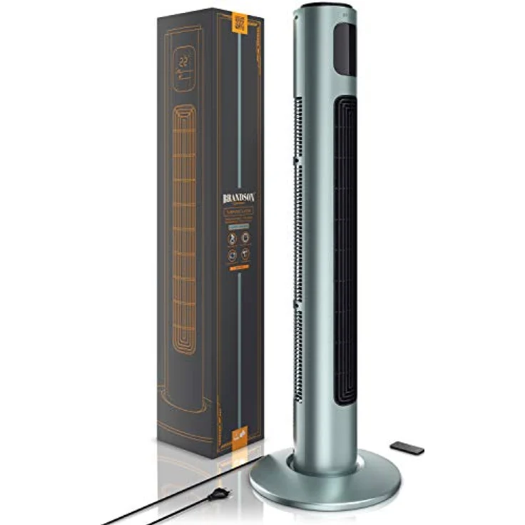 Brandson Turmventilator mit Fernbedienung und Oszilation 60° - Standventilator - Säulenventilator - 96 cm - Ventilator mit 3 Geschwindigkeitsstufen - Modell 2020 GS Zertifiziert - silbermint – Bild 7