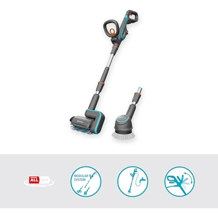 GARDENA Akku-Hand-und Stielstaubsauger 14842-20 Akku-Multi-Reiniger AquaBrush Universal, effektive Nassreinigung, Laufzeit 30 Minuten – Bild 2