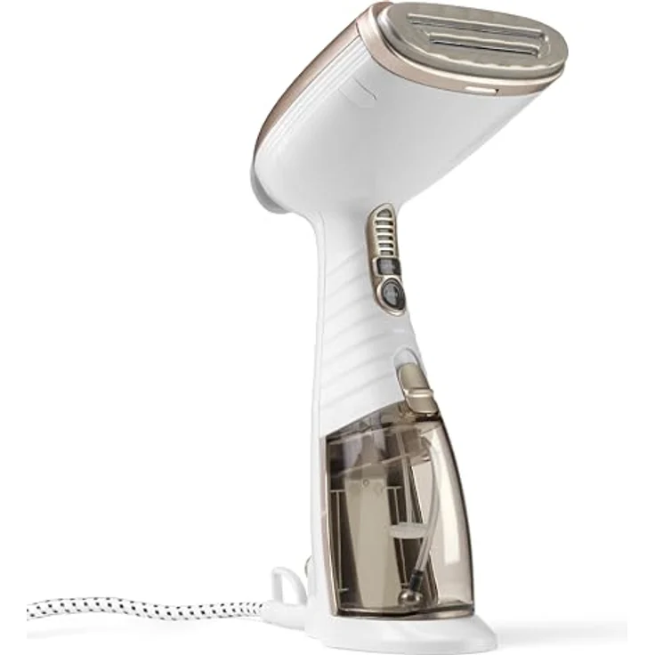 Conair Turbo ExtremeSteam Dampfglätter, 5 Dampfeinstellungen, Dampfleistung 25g/Min, schnelle Aufheizzeit, 3 Aufsätze für feine und schwere Stoffe, weiß/beige – Bild 1