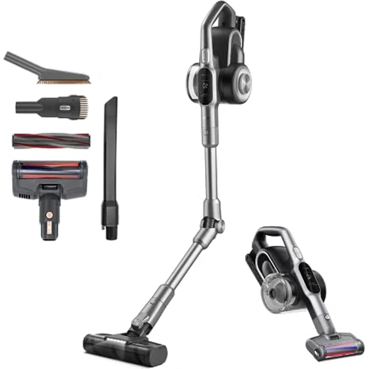 Jimmy H10 Flex H10FLEX, Elektrischer Besen mit motorisierter Bürste, 80 Minuten Laufzeit, grau