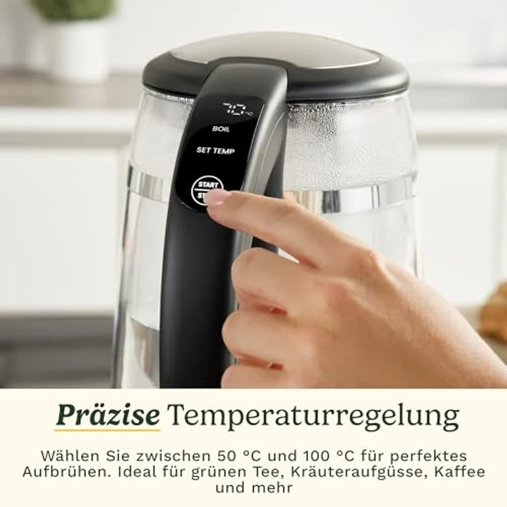 Cuisinart 1,7L Glas-Wasserkocher mit variabler Temperaturregelung, 3KW Schnellkochfunktion, Doppelwandiges Design, BPA-frei, Tropffreier Ausguss, 360°-Drehbasis – Bild 3