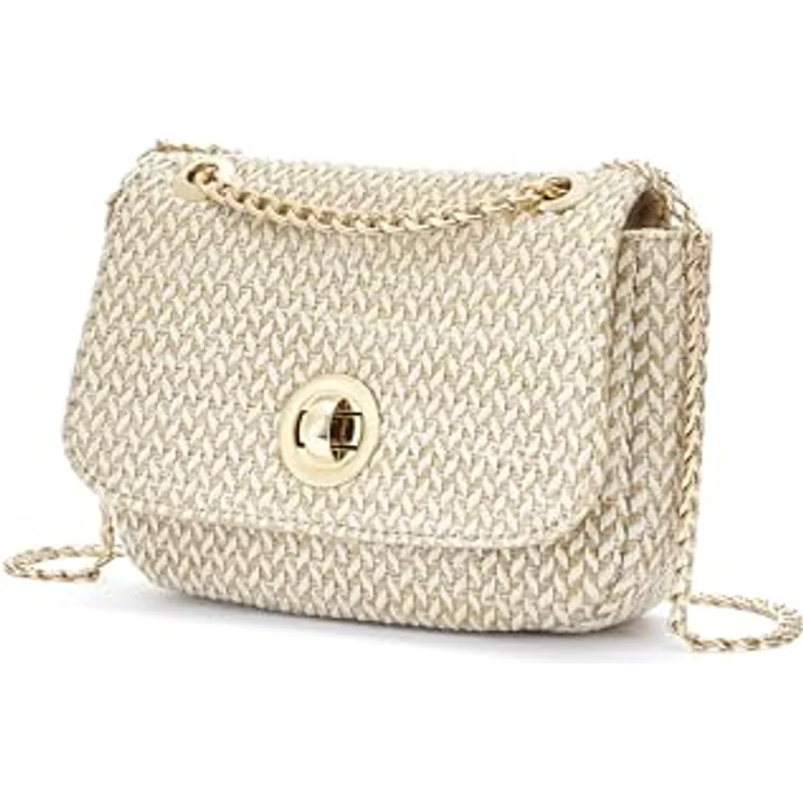 Vivance Umhängetasche Minibag, Handtasche, Bast-Optik, Crossbody Bag, variabler Kettenverschluss, vegan – Bild 3
