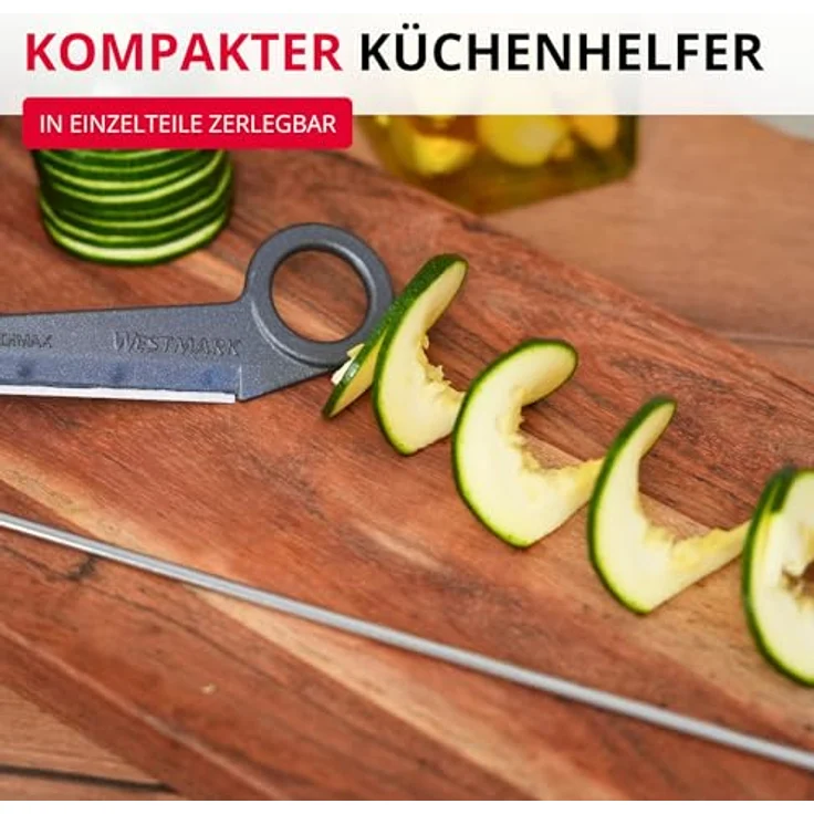 WESTMARK Gemüseschneider Radimax Black Edition, Spiralschneider für Rettich, Gurke und Zucchini, ergonomischer Griff, aus Aluminium und Edelstahl, anthrazit, Made in Germany – Bild 6