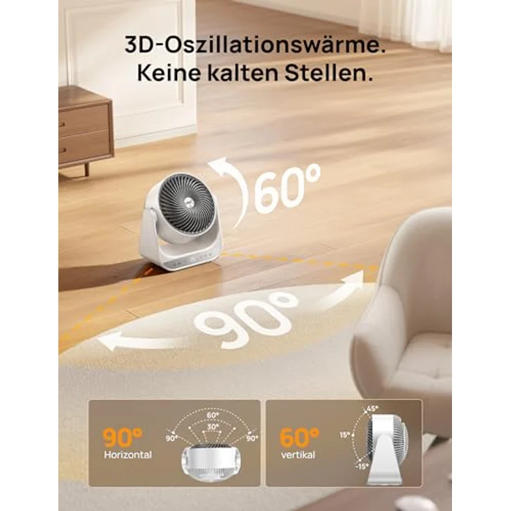 Dreo Ganzraum-Heizgerät 714S, 2000W Heizlüfter mit Fernbedienung, Thermostat, 7 Modi, Überhitzungs- & Kippschutz, tragbarer Elektroheizer in Weiß – Bild 4