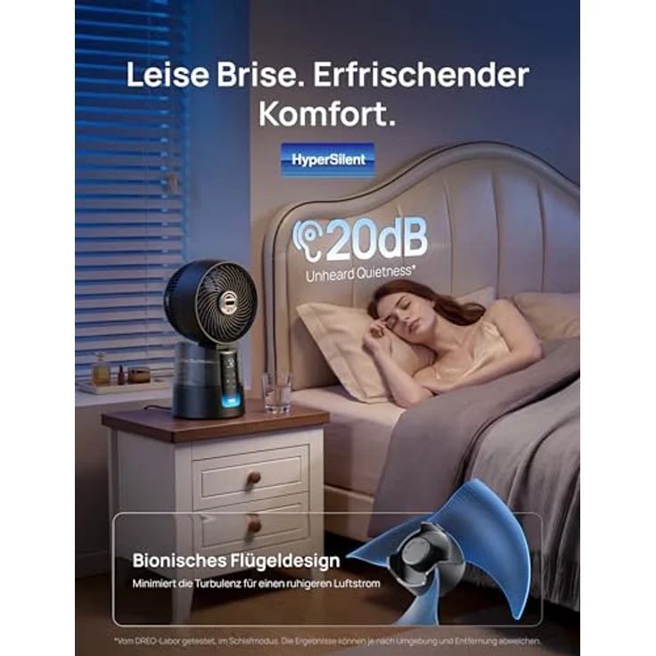 DREO TurboCool Nebelventilator 516S, Tischventilator mit 150°+30° Oszillation, ultrafeiner Nebel, 6 Geschwindigkeiten, 20 dB leise, App- & Fernbedienung, RGB, grau – Bild 3