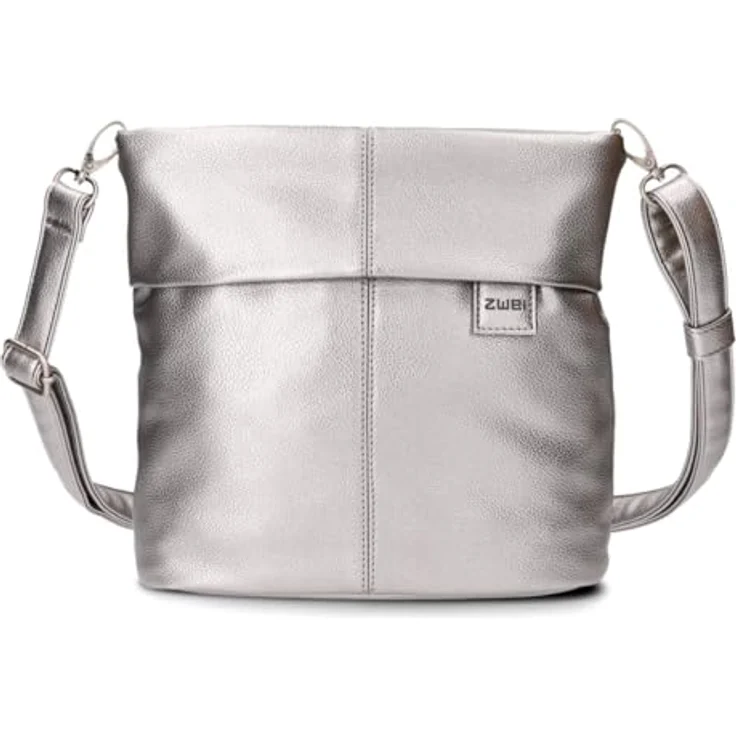 ZWEI Mademoiselle M8 Beuteltasche, Umhängetasche aus pflegeleichtem Kunstleder, Silber, 25 x 10 x 23 cm – Bild 4