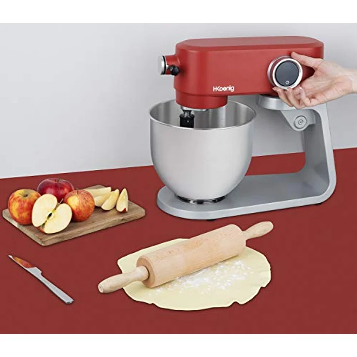H.Koenig KM124 Küchenmaschine multifunktionell, 5 l, professionell, 800W 8 Geschwindigkeiten, rot – Bild 3