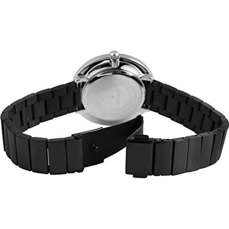 Raptor Damen-Uhr Edelstahl Armband Faltschließe Glitzer Analog Quarz RA10166 (schwarz/silberfarbig) – Bild 3