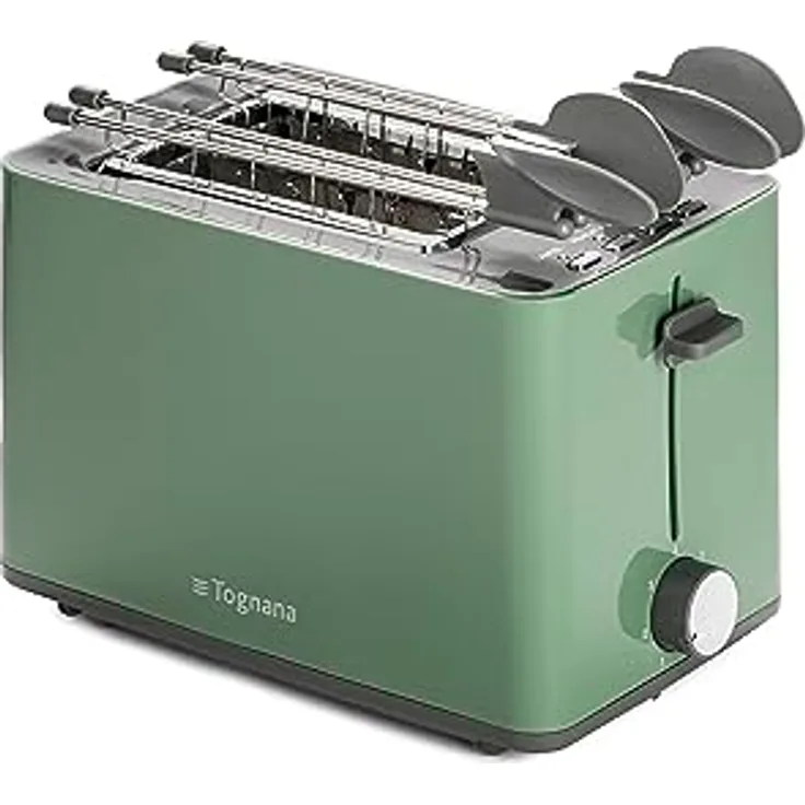 Tognana Iridea Wireless Toaster, Doppelstecker mit Krümelsammler, 7 Bräunungsstufen, Salbeigrün