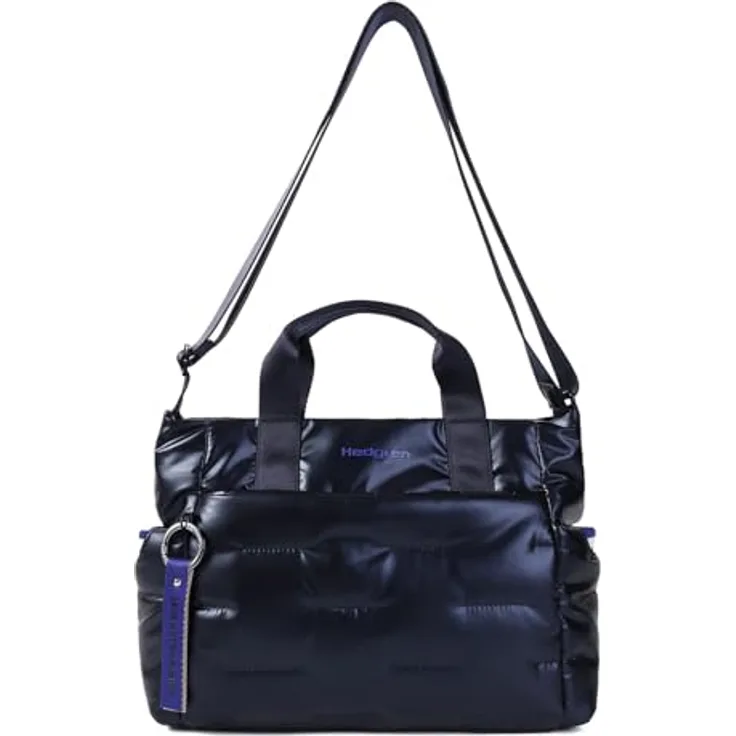 Hedgren Cocoon Umhängetasche, glänzende Schultertasche mit 2 Einschubfächern und Zipperfach, Peacoat Blue