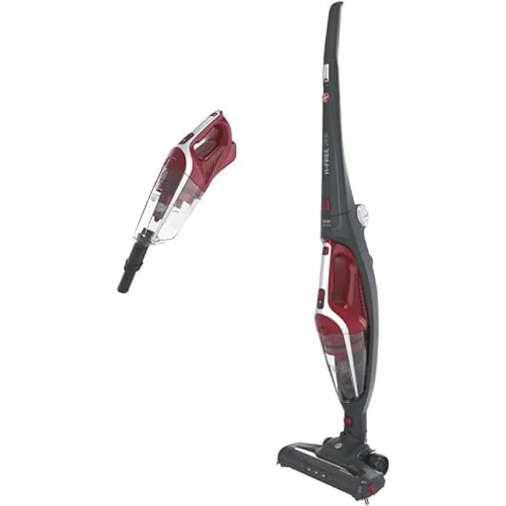 Hoover H-FREE 2IN1 Akku-Staubsauger ohne Beutel + Handstaubsauger, 45 Min. Laufzeit – kabelloser Staubsauger mit LED Licht, Parkfunktion & einklappbarem Griff – inklusive Fugendüse & Staubbürste